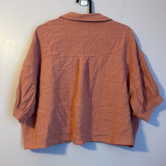North End Linen Rayon Blend Oversized Boxy Crop Top size S - Picture 8 of 13